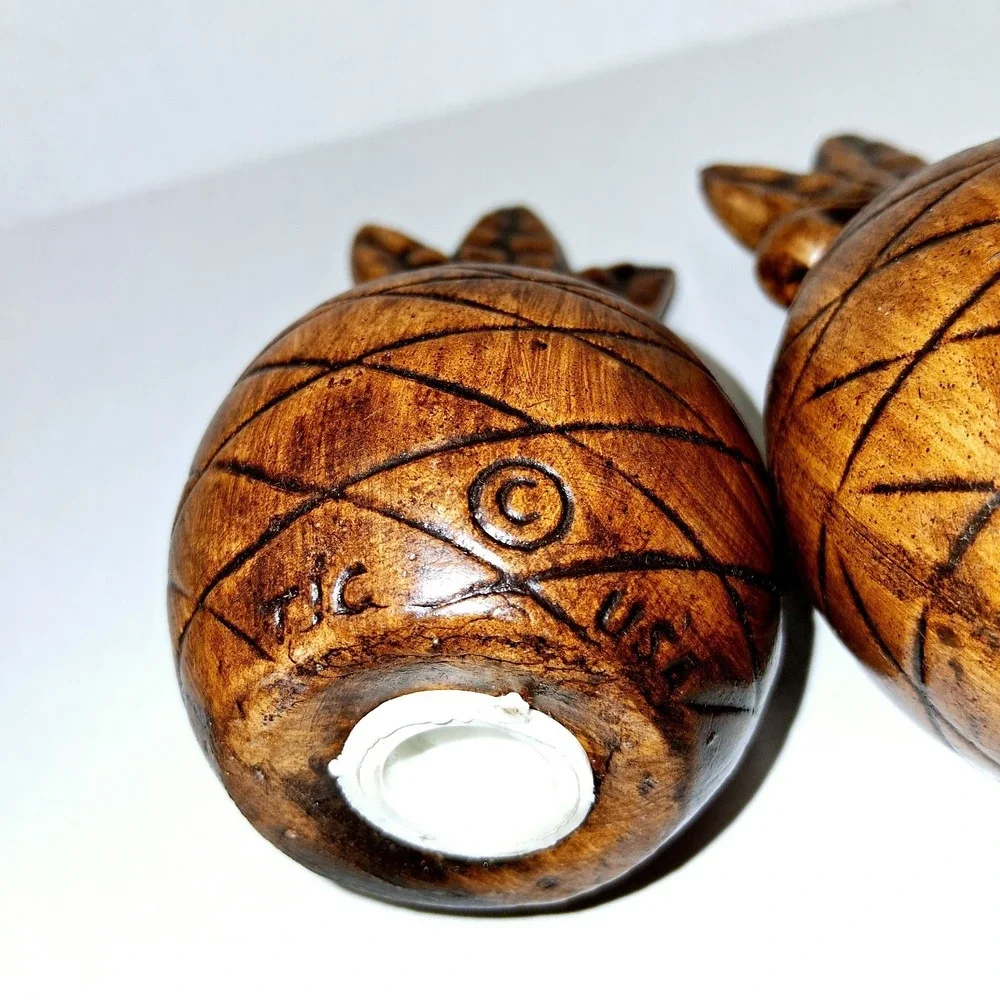Treasure Craft‎ Pottery USA Vintage Pineapple Salt & Pepper Shakers Set Brown 4